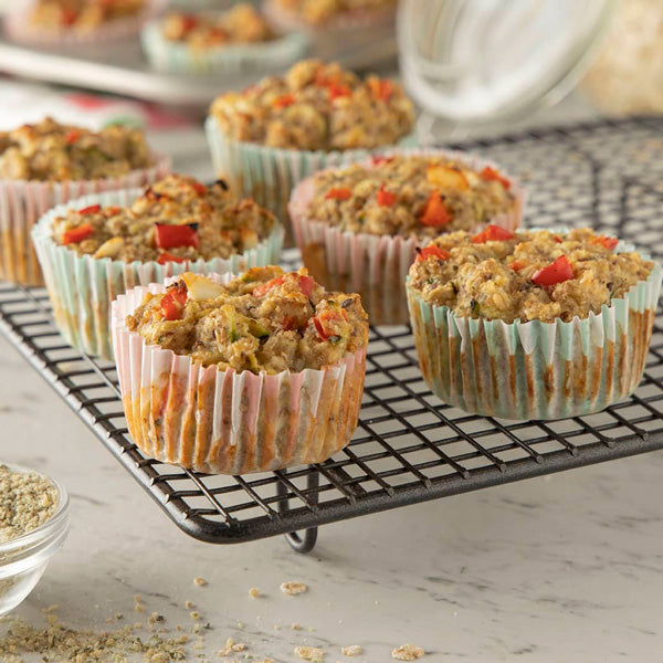 Good4U Muffins with Oats, Courgette, Red Pepper and Feta Cheese