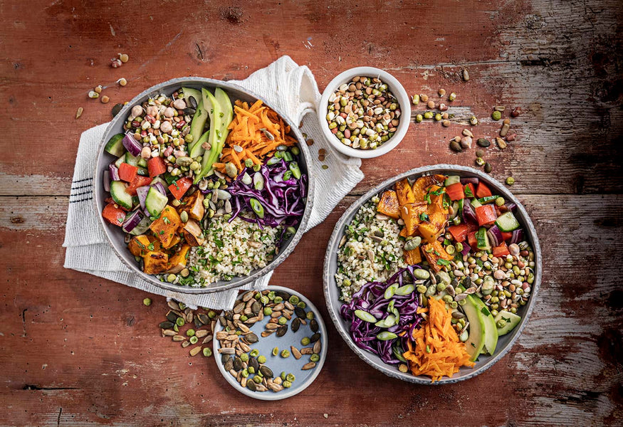 Buddha Bowl With Lentil Sprout Mix and Garlic & Herb Salad Topper